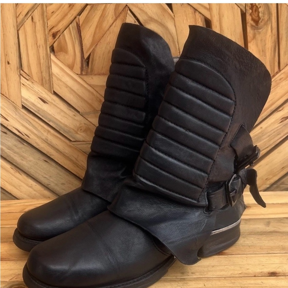 A.S.98 Black Leather Combat Boots